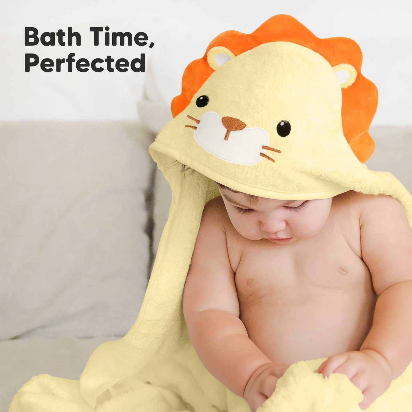 KeaBabies Lion Yellow Organic Cotton Hooded Towel