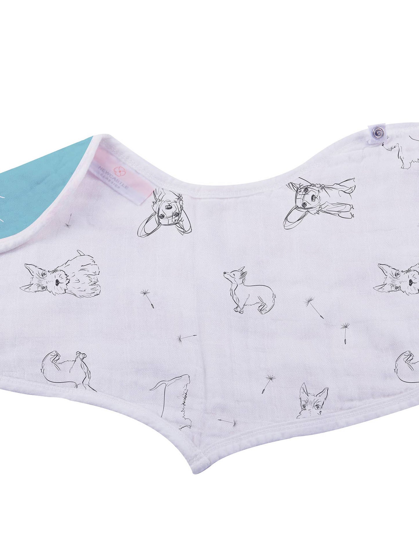 Newcastle Classics Organic Cotton Bamboo Muslin Heart Dog Bibs - Dandelions