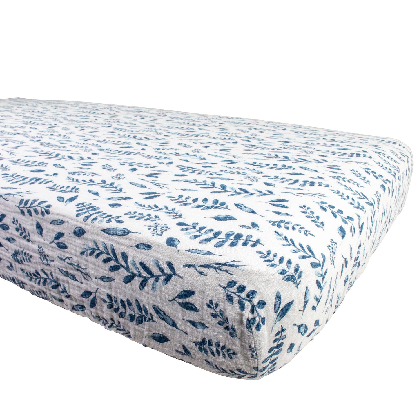 Blue Leaves Crib Sheet and Blanket Set