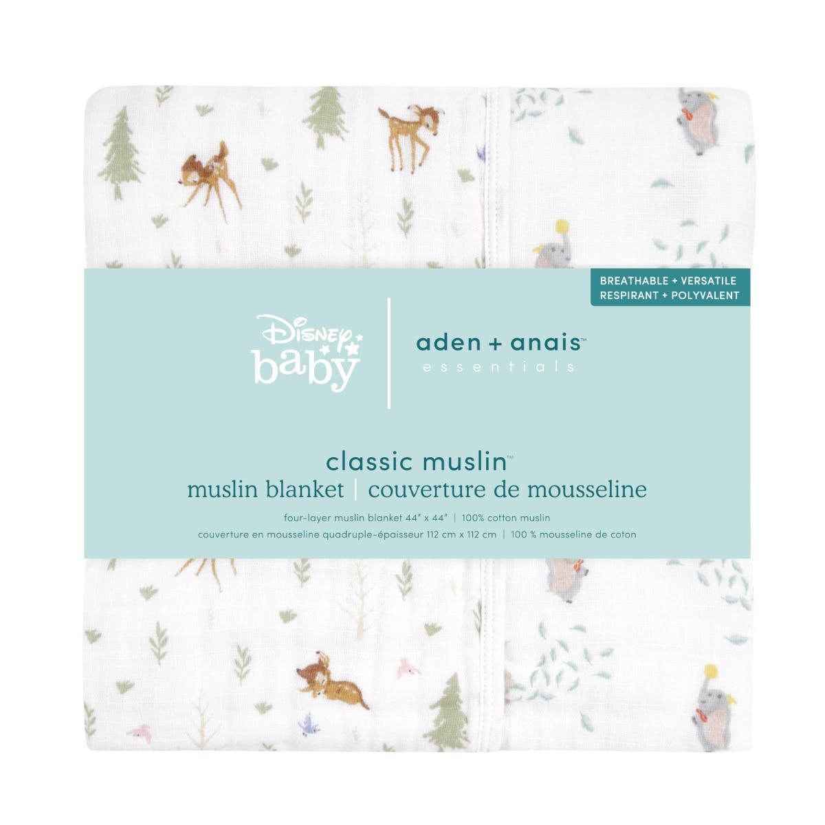Aden and Anais Disney + Friends Bambi Forest Cotton Muslin Baby Blanket