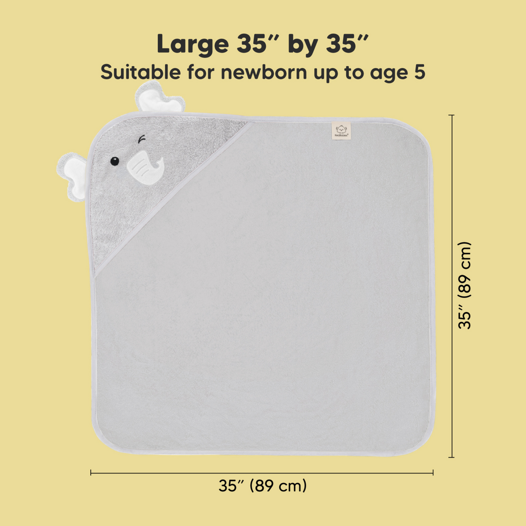 Cotton Grey Hooded Elephant Baby Towel