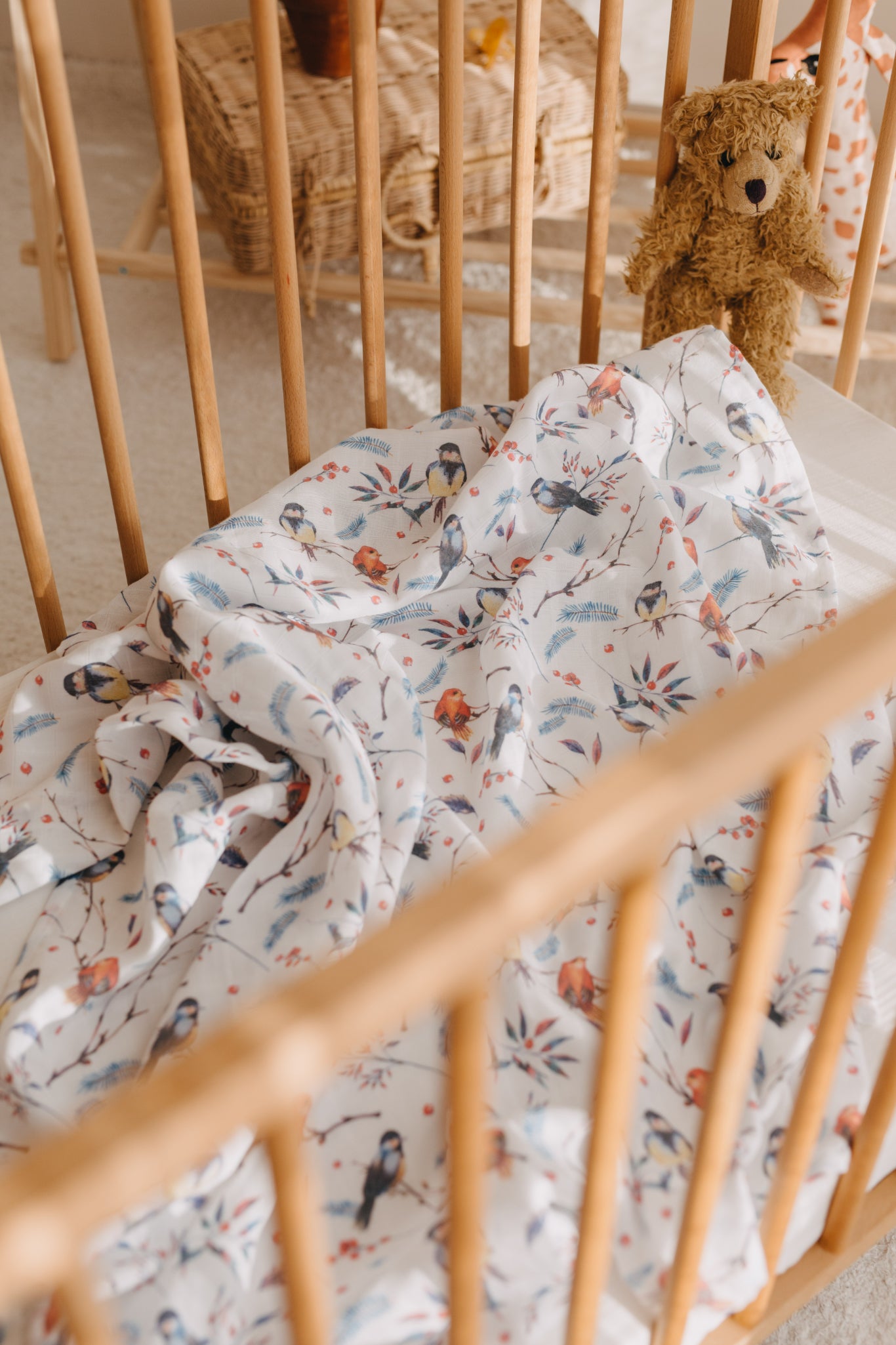 Baby Birds Swaddle Muslin