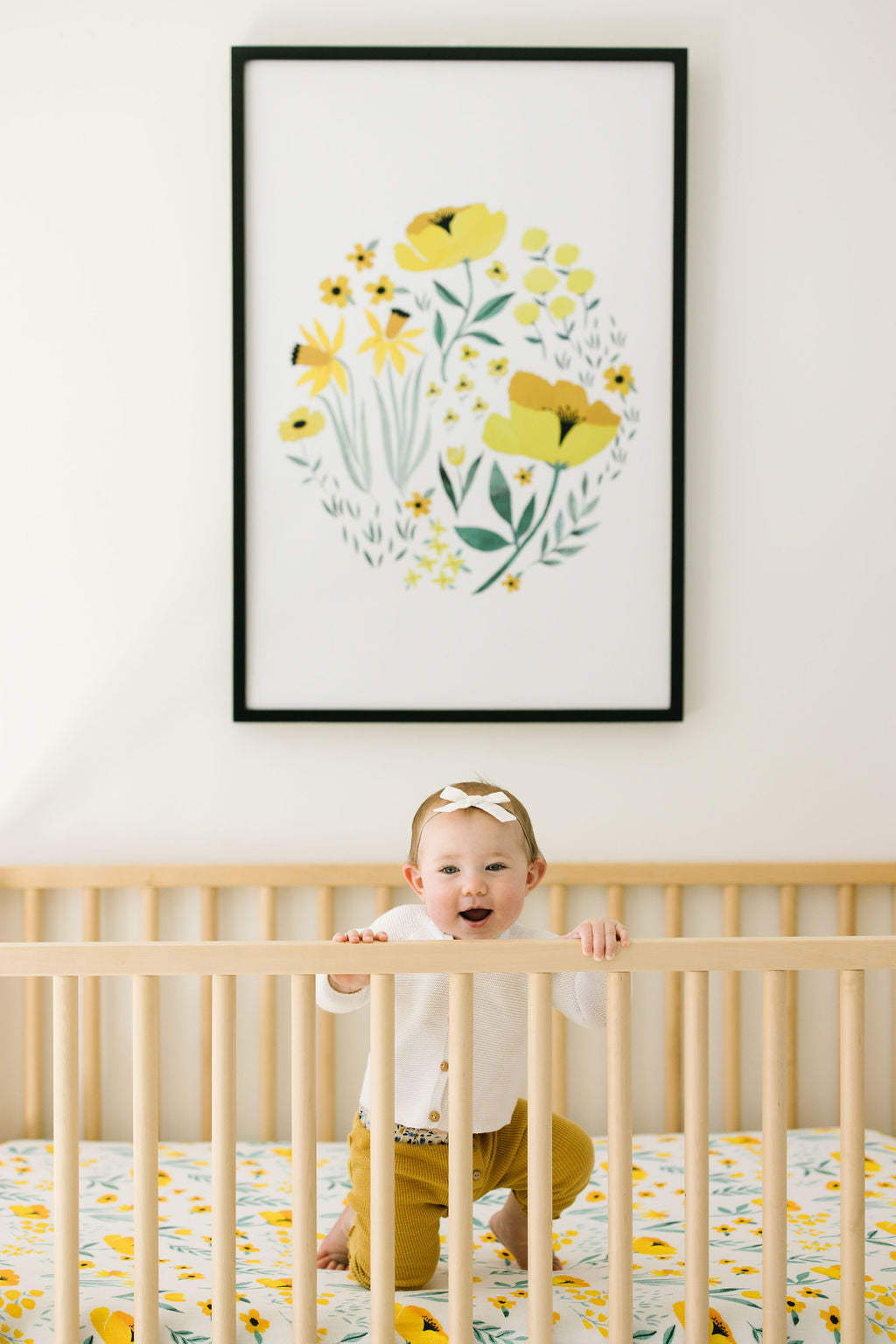 Buttercup Yellow Flower Blossom Crib Sheet