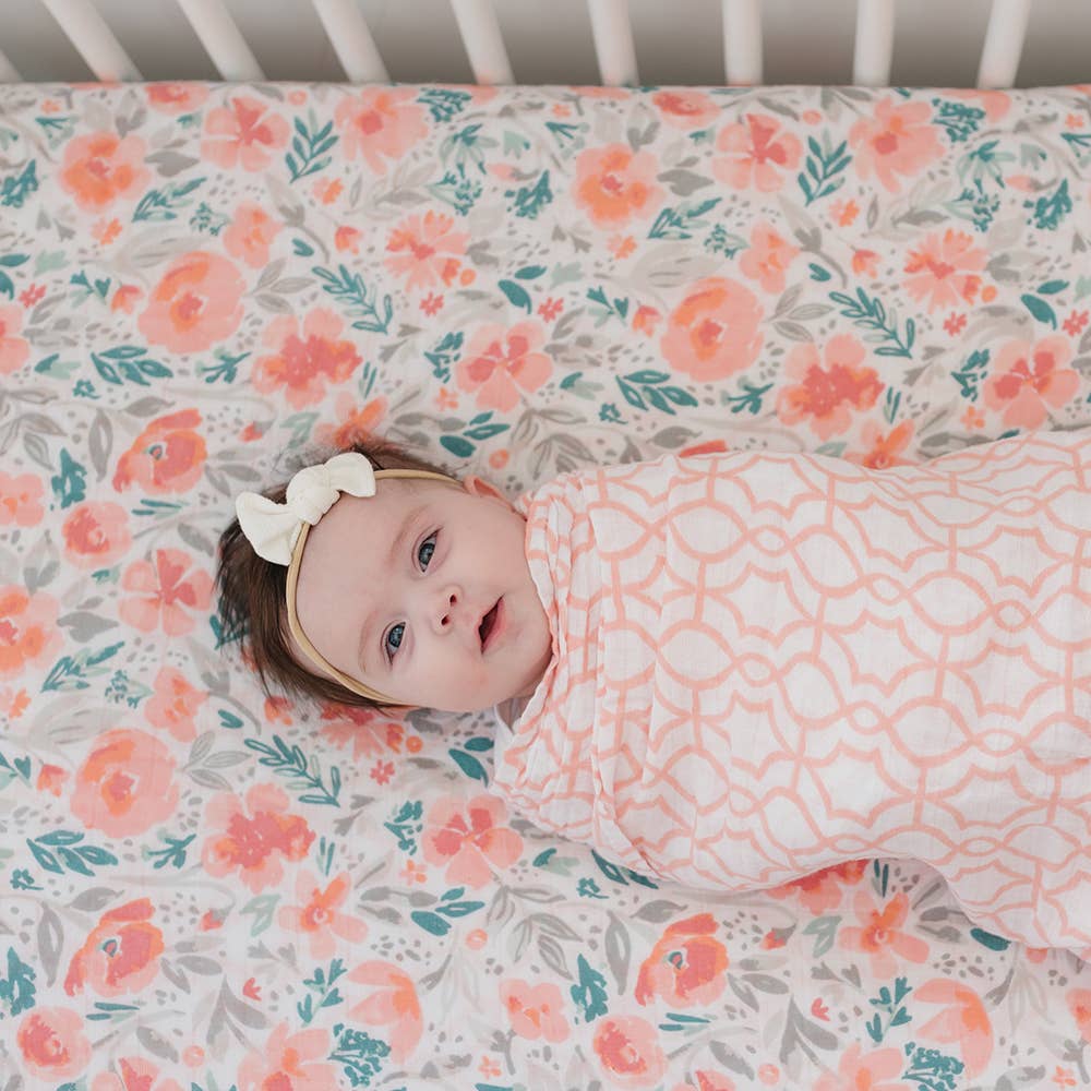 Floret Pink Flower Classic Muslin Crib Sheet
