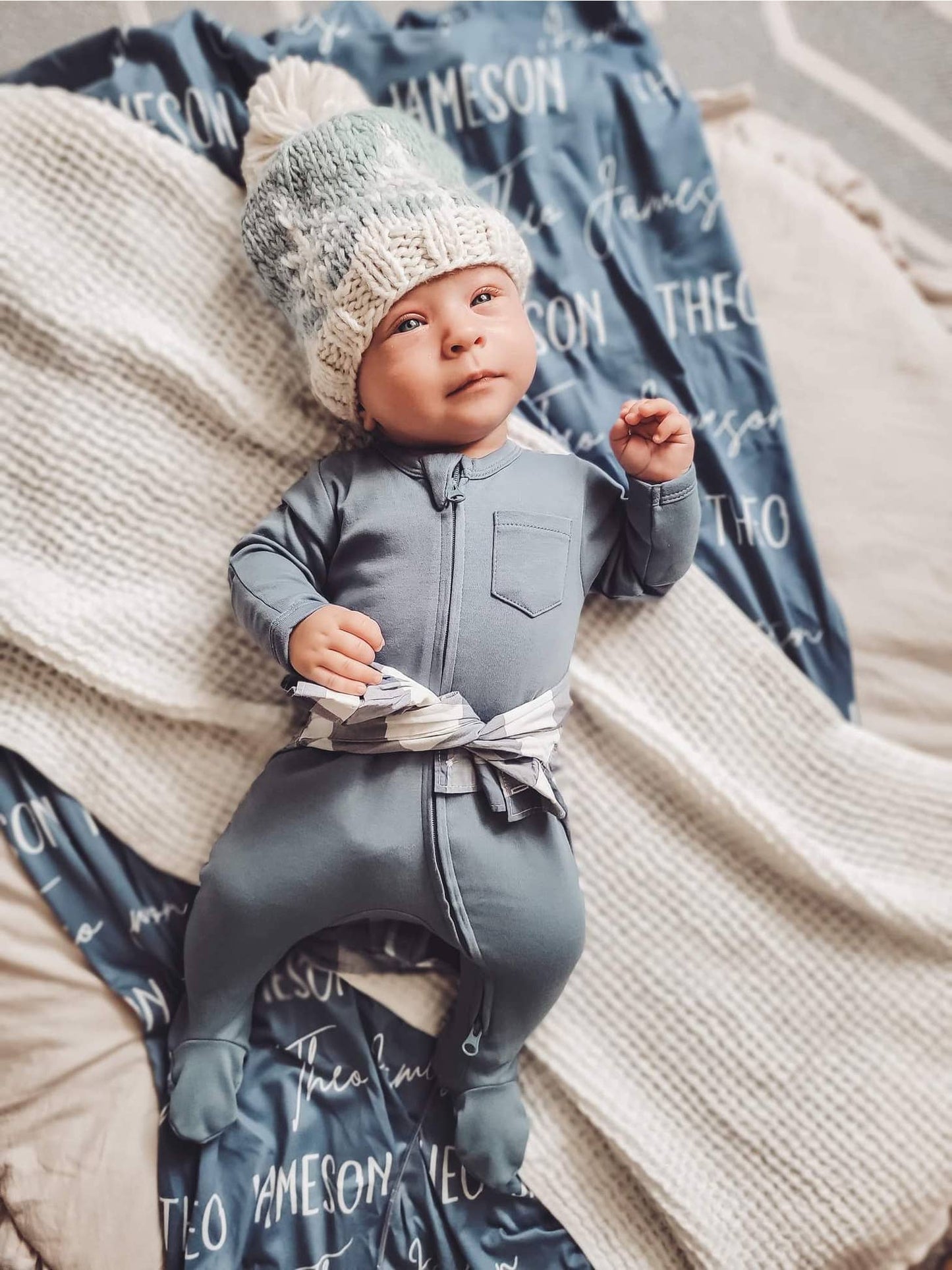 Baby and Toddler - Winter Blue Forest Knit Beanie Hat