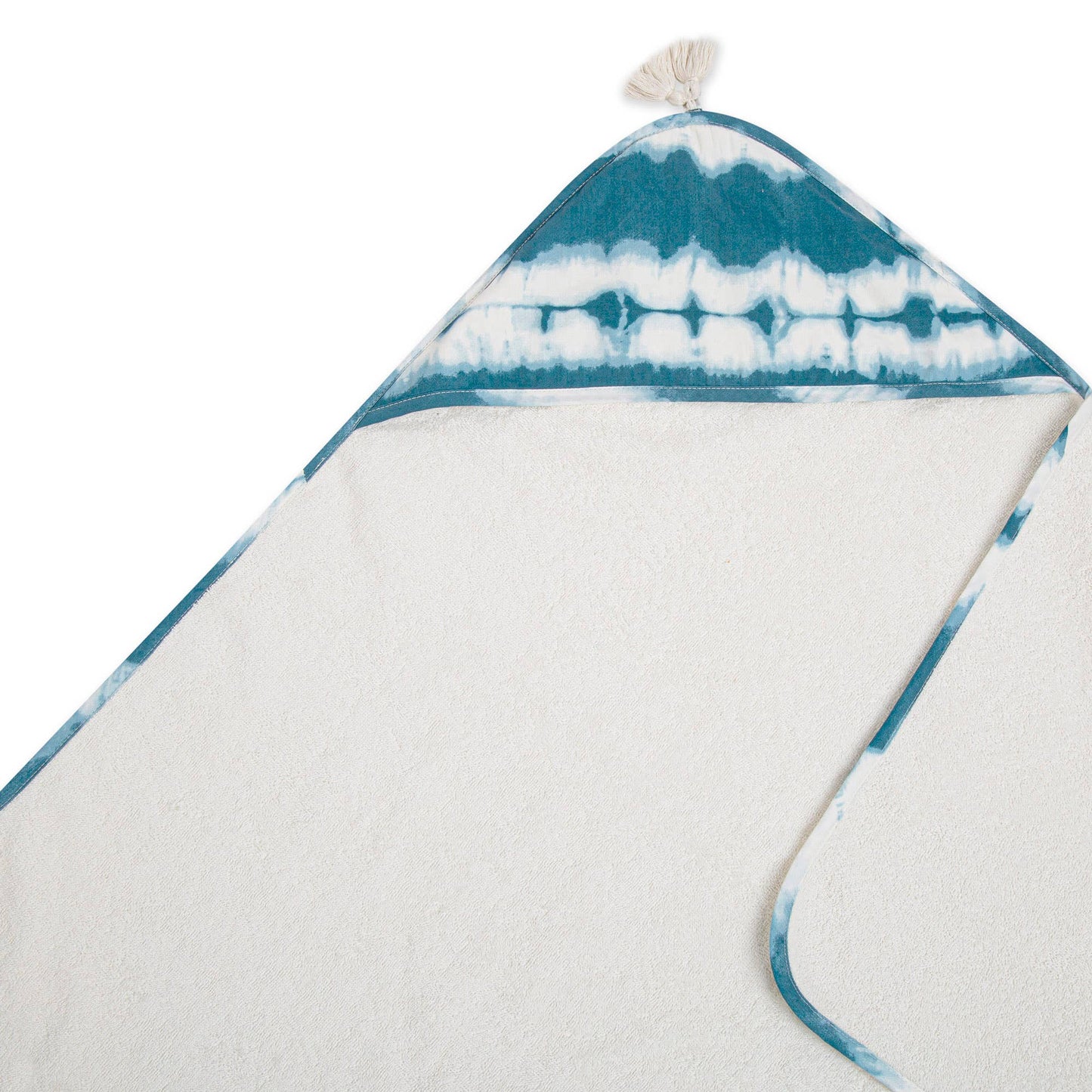 Crane Baby Terry Cotton Caspian Blue Hooded Baby Toddler Towel 