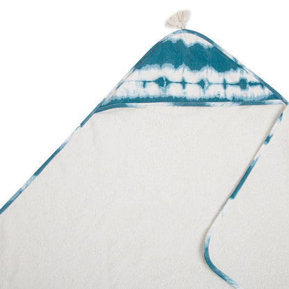 Crane Baby Terry Cotton Caspian Blue Hooded Baby Toddler Towel 