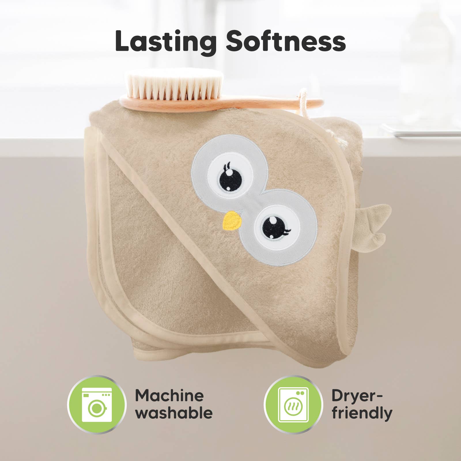 KeaBabies Owl Brown Organic Cotton Hooded Towel