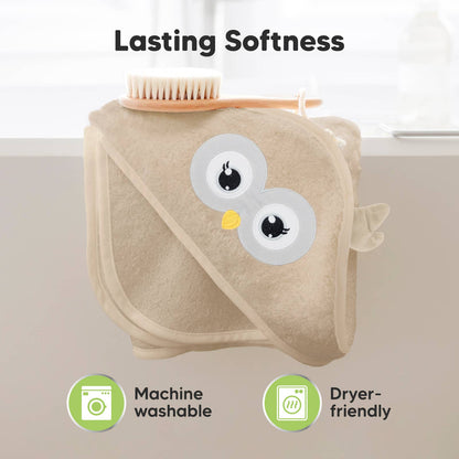 KeaBabies Owl Brown Organic Cotton Hooded Towel