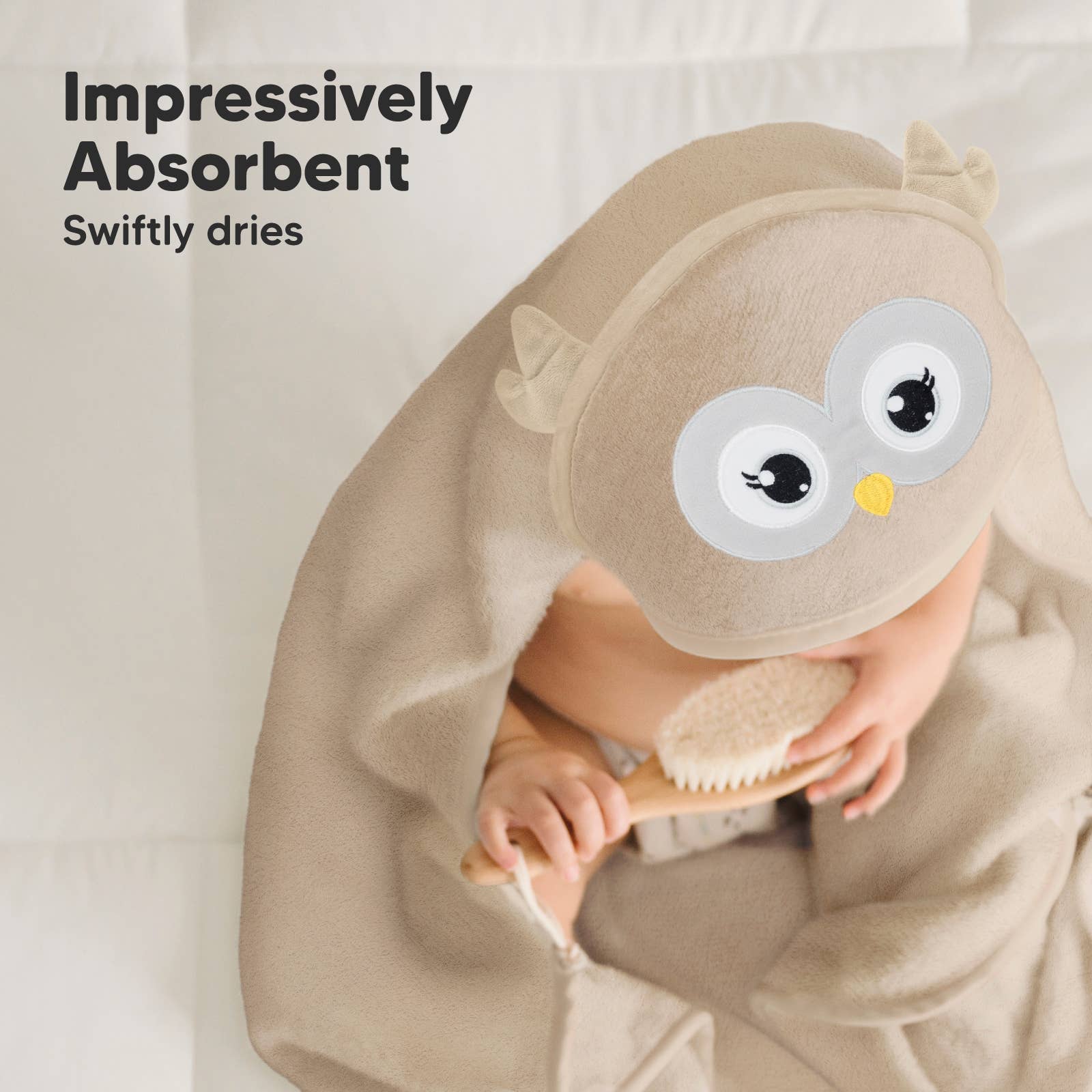 KeaBabies Owl Brown Organic Cotton Hooded Towel
