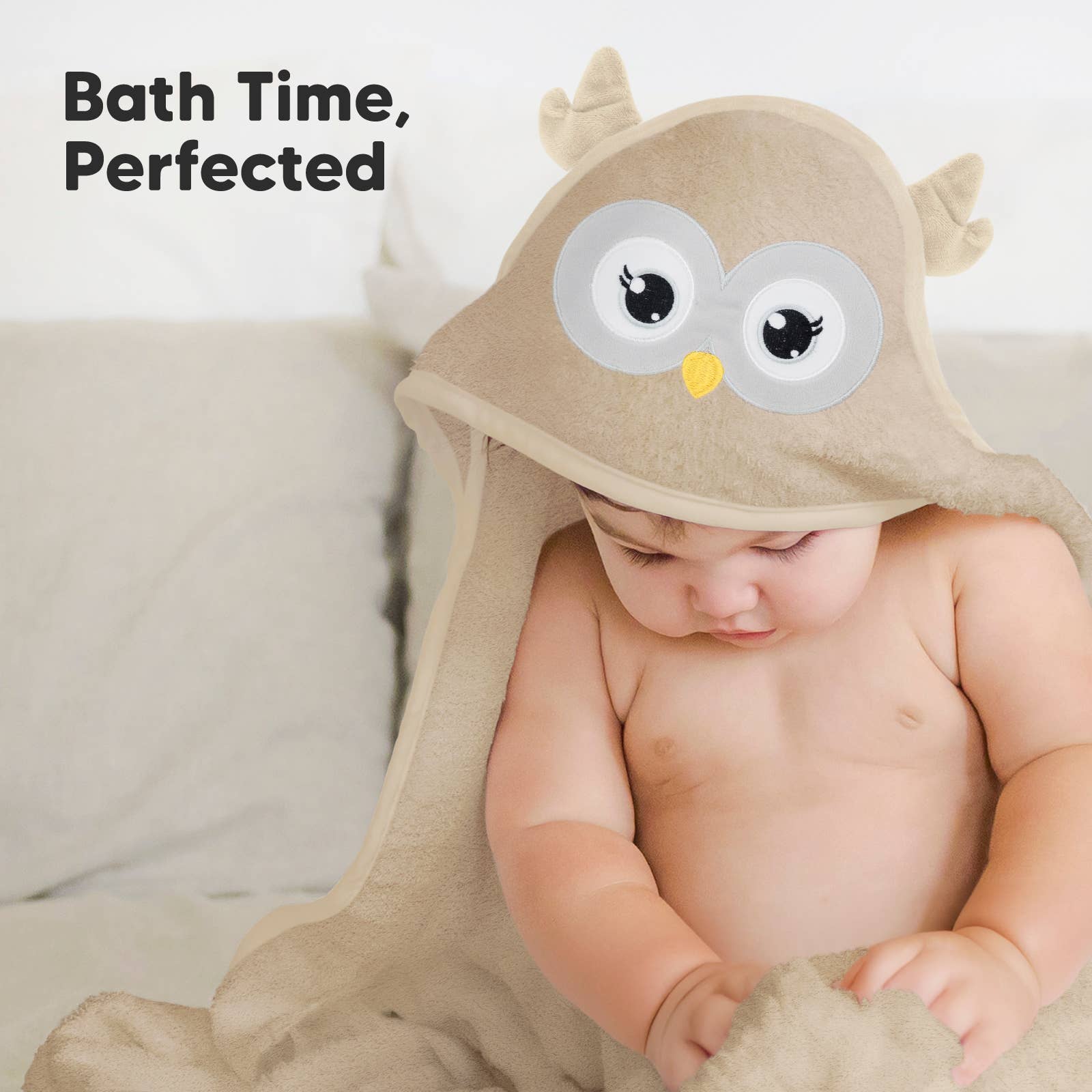 KeaBabies Owl Brown Organic Cotton Hooded Towel