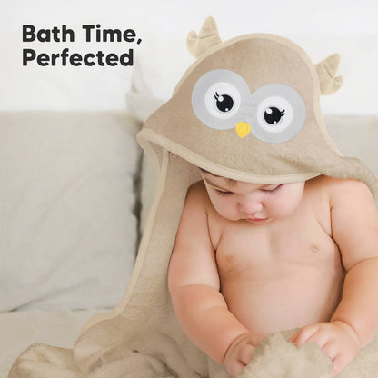 KeaBabies Owl Brown Organic Cotton Hooded Towel