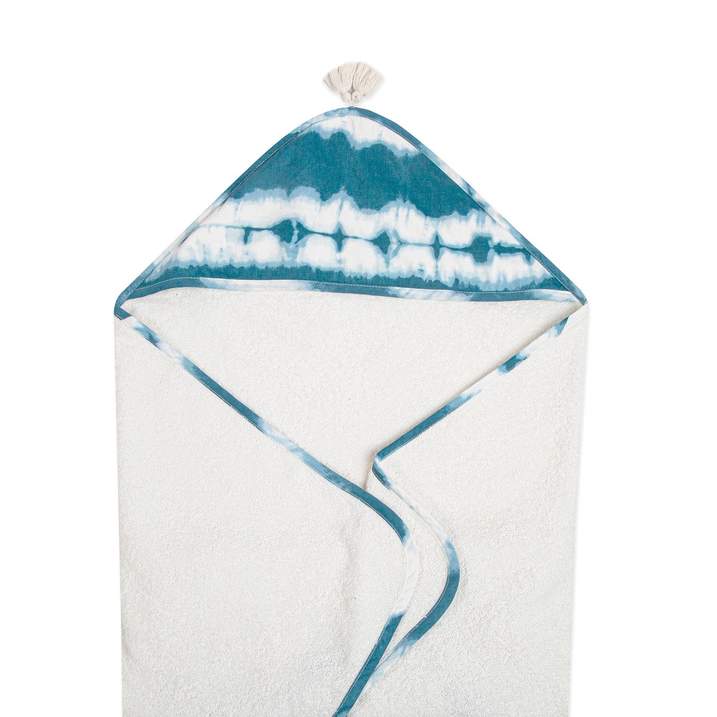 Crane Baby Terry Cotton Caspian Blue Hooded Baby Toddler Towel 