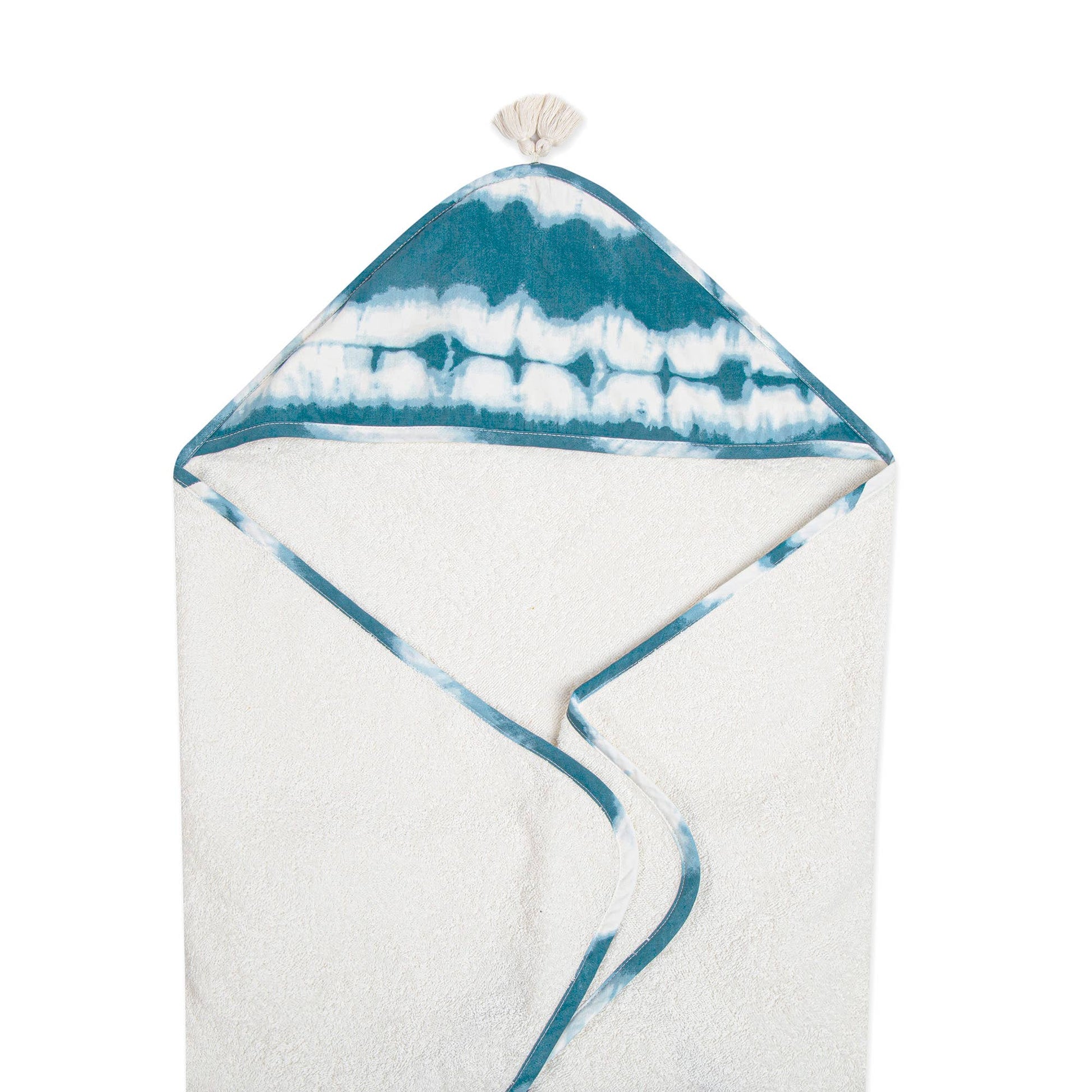 Crane Baby Terry Cotton Caspian Blue Hooded Baby Toddler Towel 