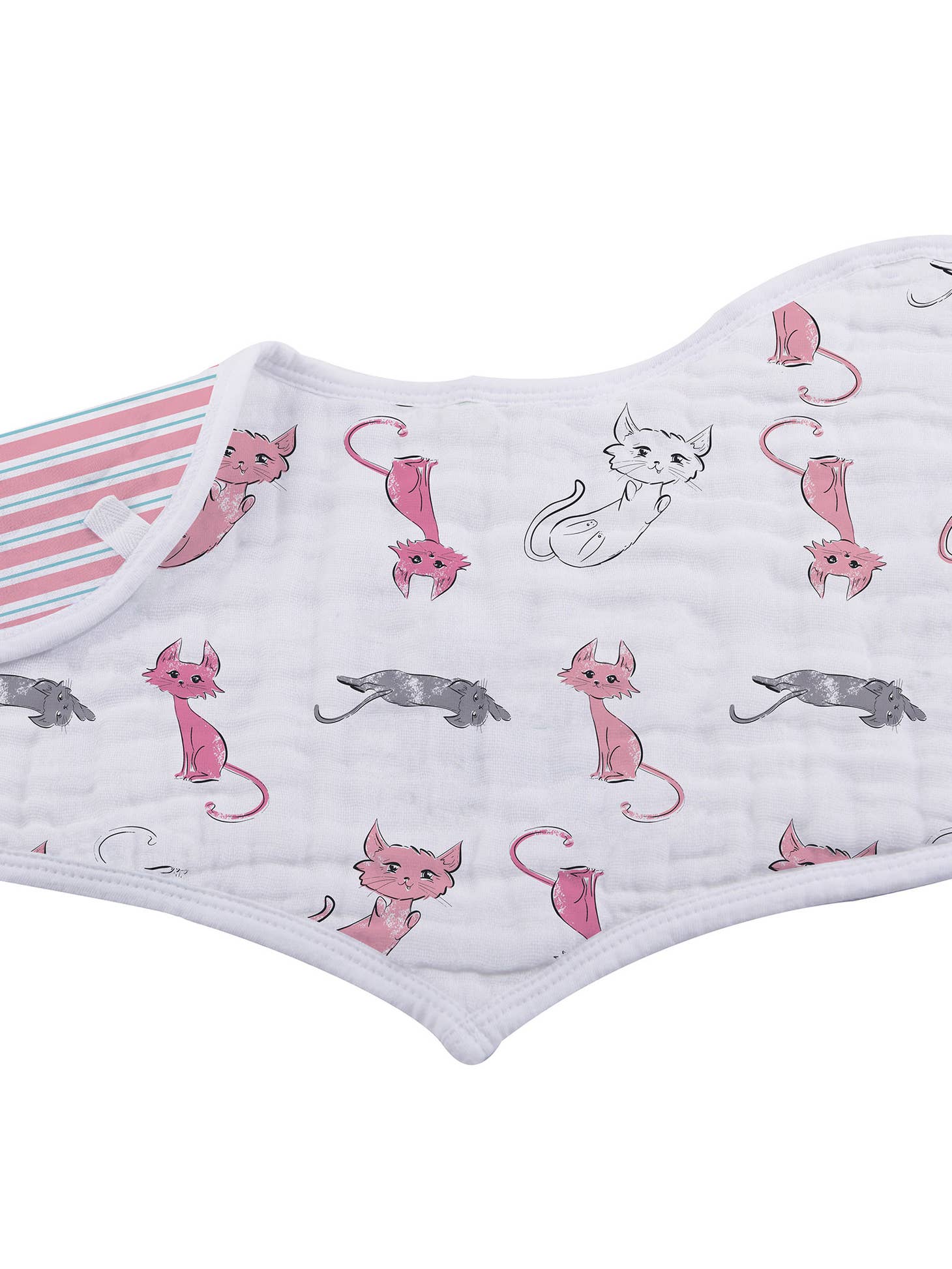 Newcastle Classics Organic Cotton Bamboo Muslin Heart Cat Bibs - Dandelions