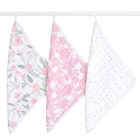 Aden and Anais Ma Fleur Cotton Muslin Bloom Pink Flower Baby Washcloths