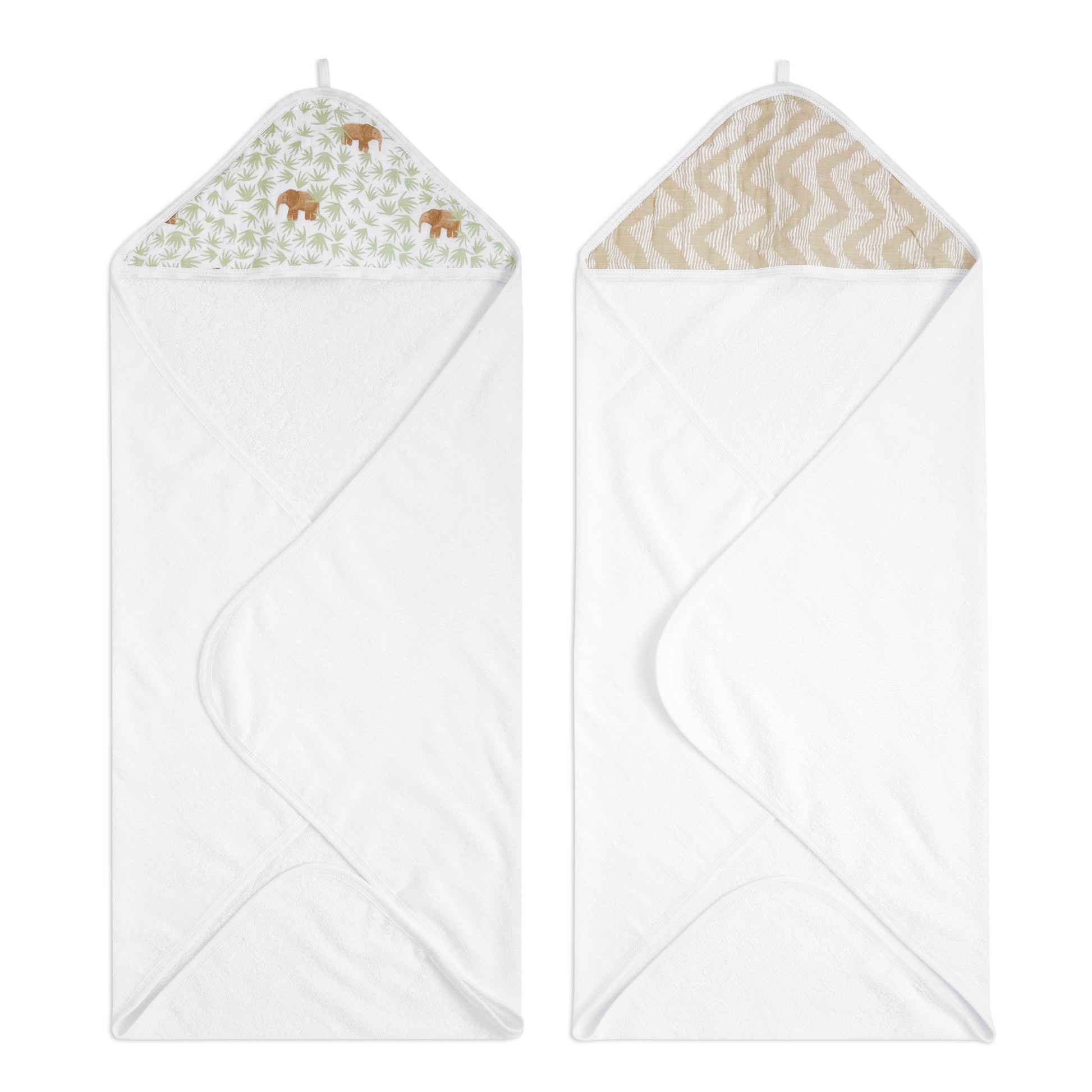 Aden and Anais Tanzania Bear Brown and Green Forest Cotton Muslin Baby Hooded Towel