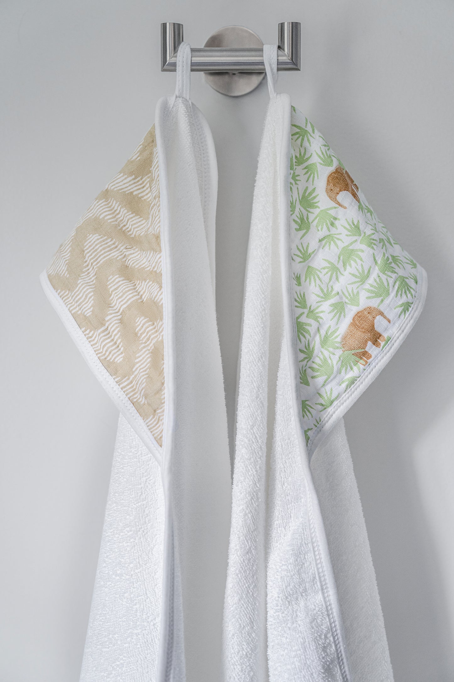 Aden and Anais Tanzania Bear Brown and Green Forest Cotton Muslin Baby Hooded Towel
