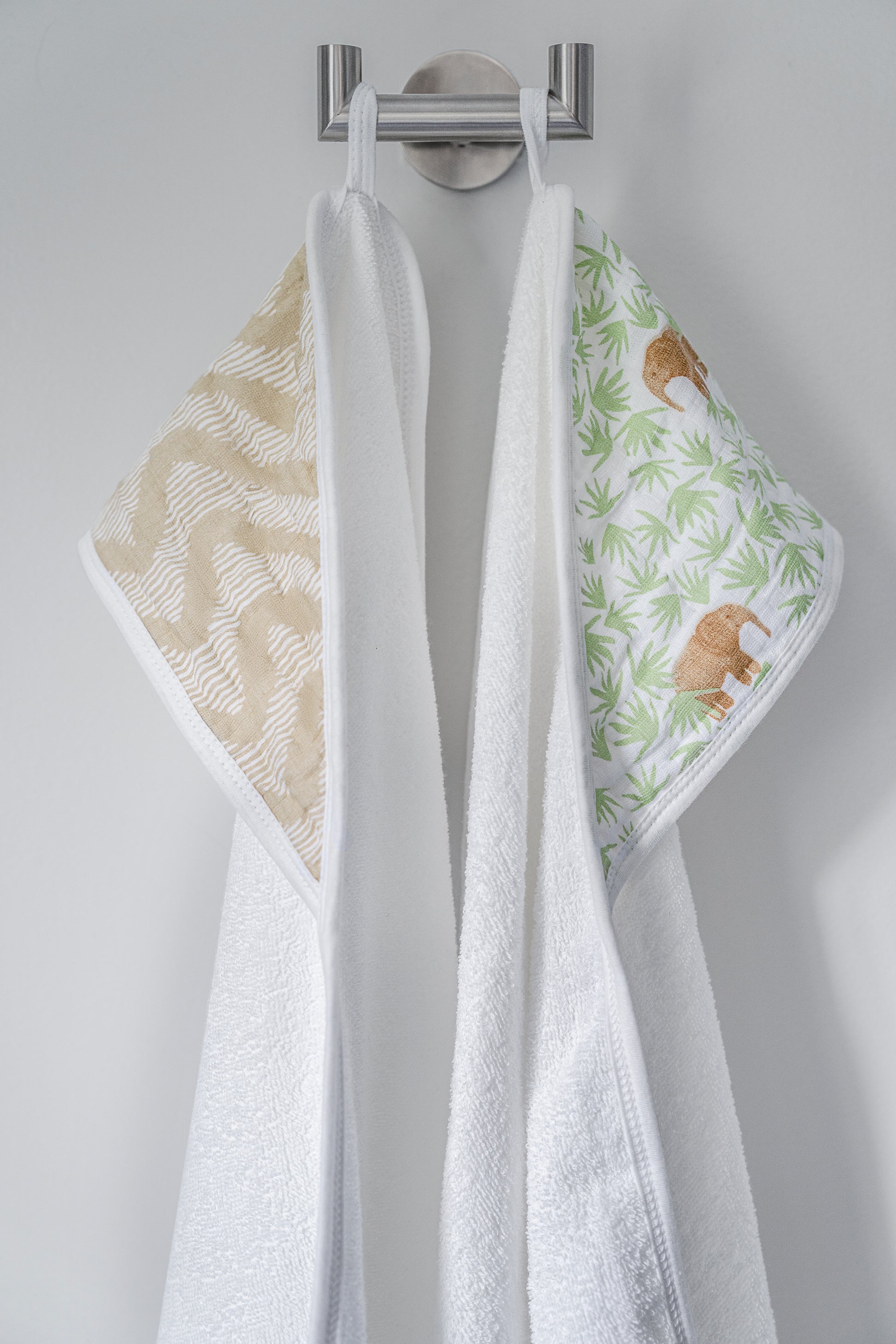 Aden and Anais Tanzania Bear Brown and Green Forest Cotton Muslin Baby Hooded Towel