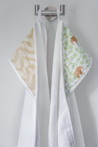 Aden and Anais Tanzania Bear Brown and Green Forest Cotton Muslin Baby Hooded Towel
