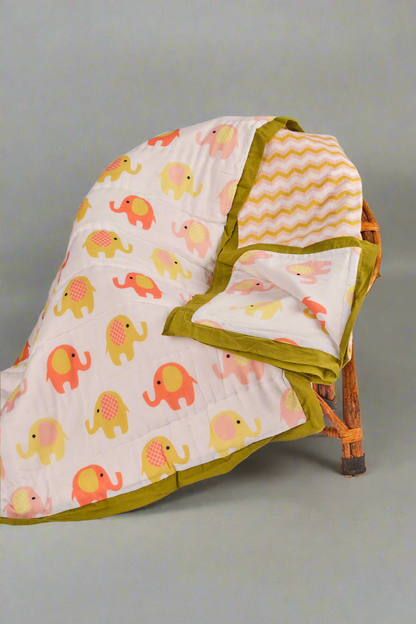 Colorful Elephant Quilt and Swaddle Set