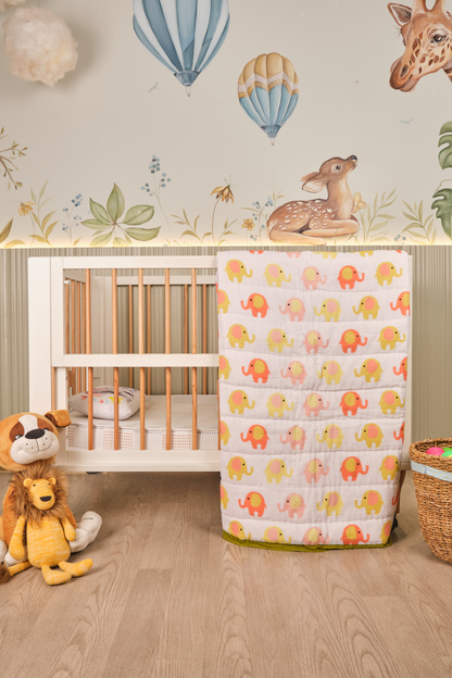 Colorful Elephant Reversible Baby Blanket Quilt