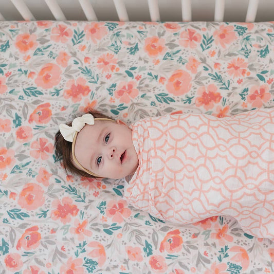 Floret Crib Sheet and Blanket Set