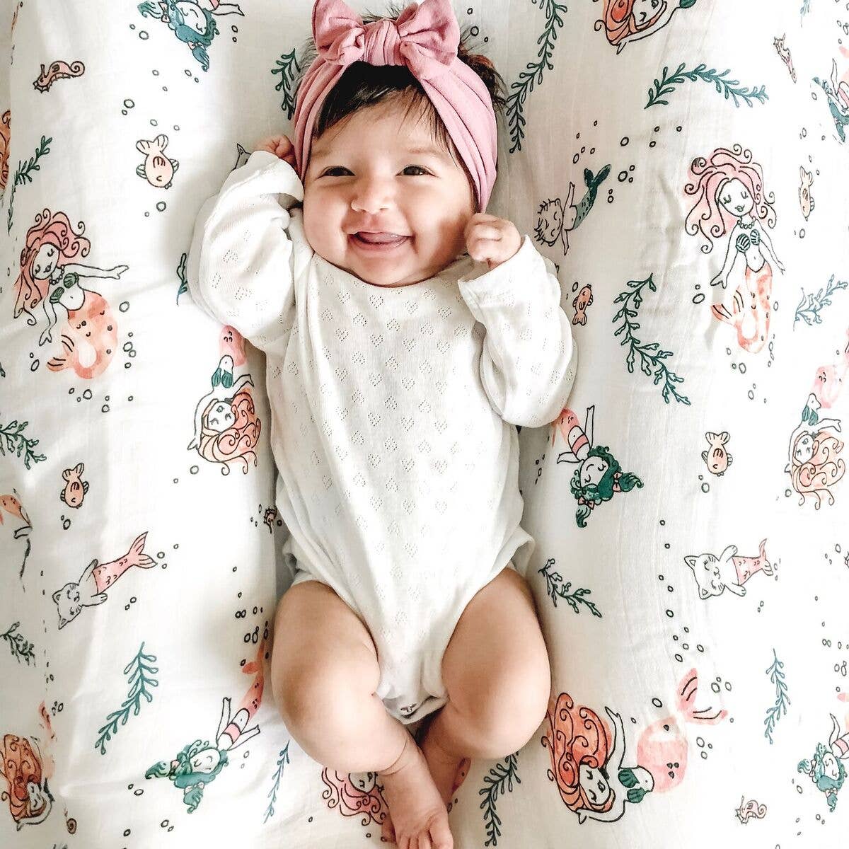 Mermaid & Bubbles Muslin Blanket and Swaddle Set