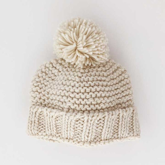 Natural & Lilac Beanie Hat Set