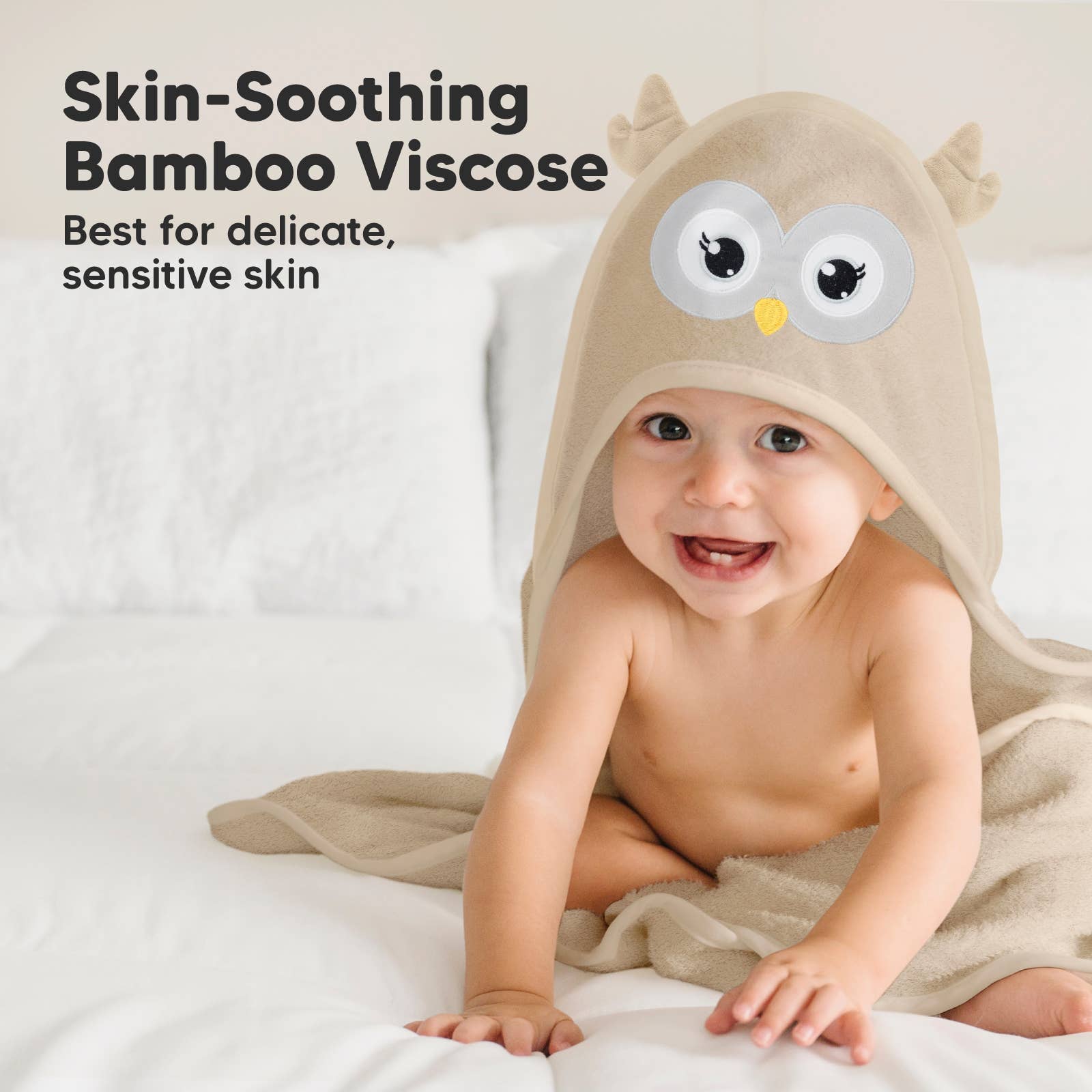 KeaBabies Owl Brown Organic Cotton Hooded Towel