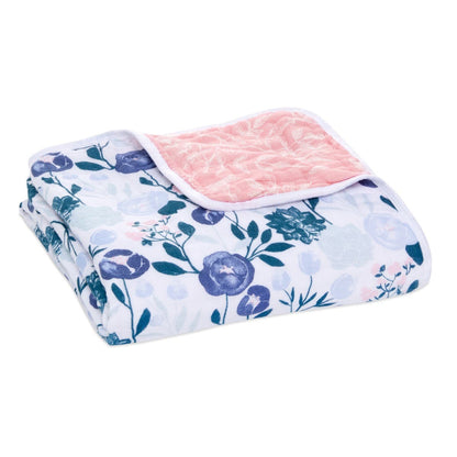 Aden and Anais Flowers Bloom Pink Cotton Muslin Baby Blanket