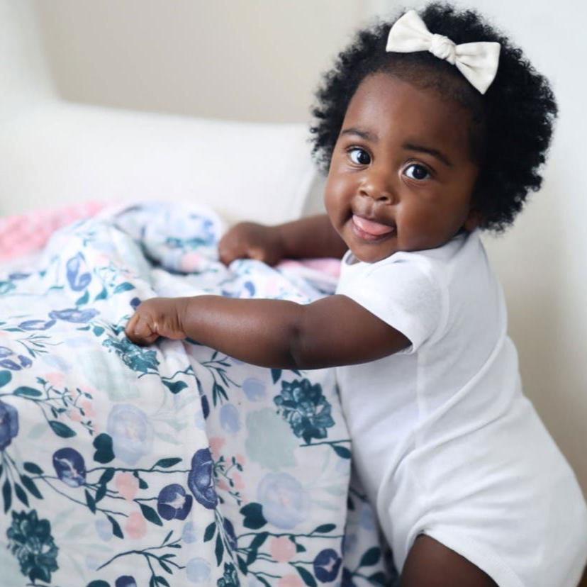 Aden and Anais Flowers Bloom Pink Cotton Muslin Baby Blanket