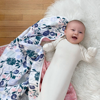 Aden and Anais Flowers Bloom Pink Cotton Muslin Baby Blanket