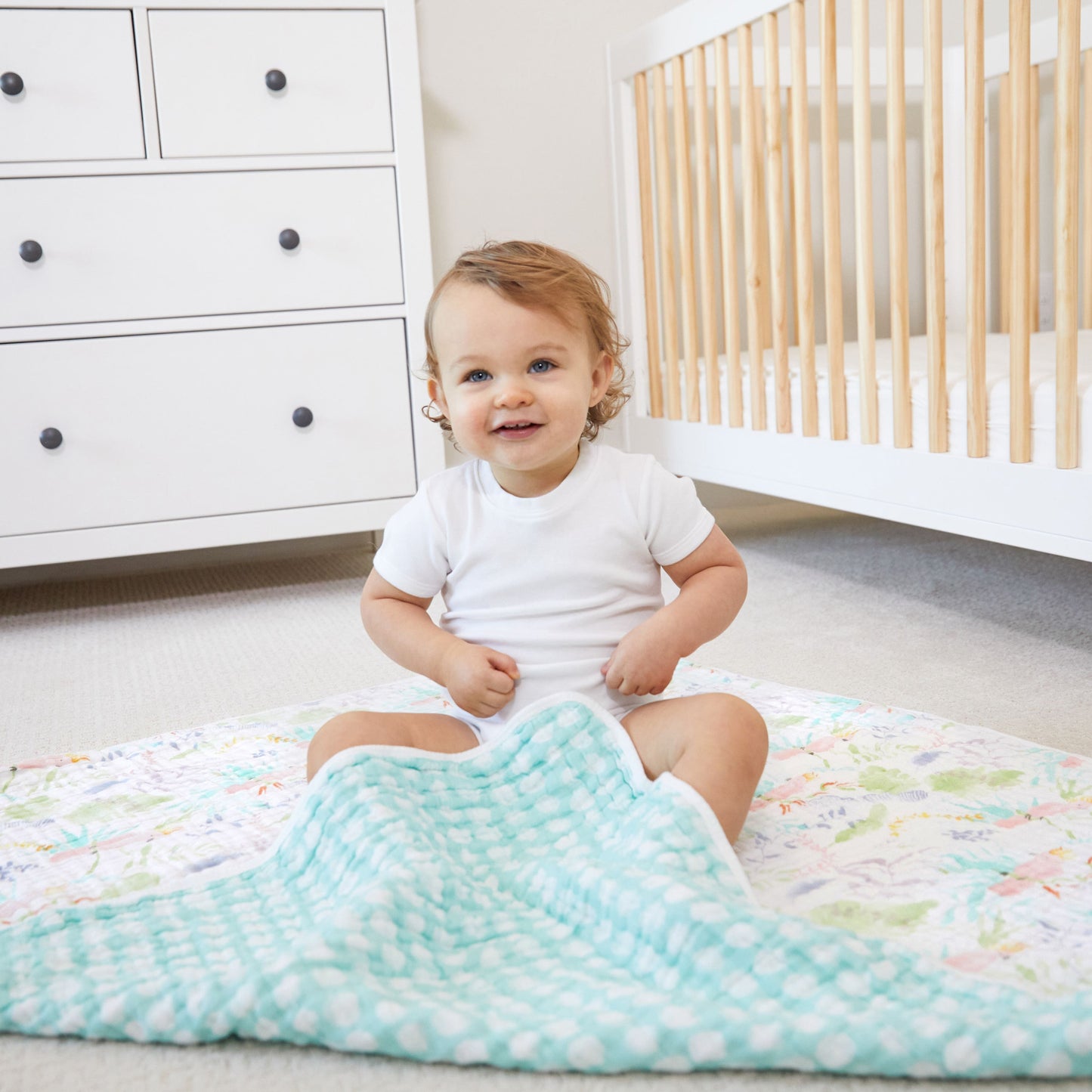 Aden and Anais Tropical Pink Blue Parrot Pineapple Forest Cotton Muslin Baby Blanket