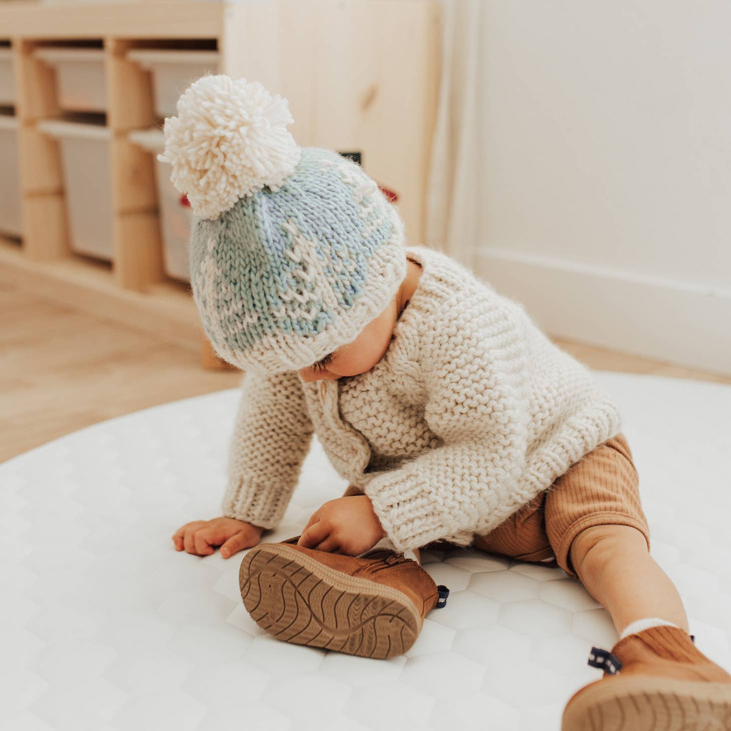 Baby and Toddler - Winter Blue Forest Knit Beanie Hat