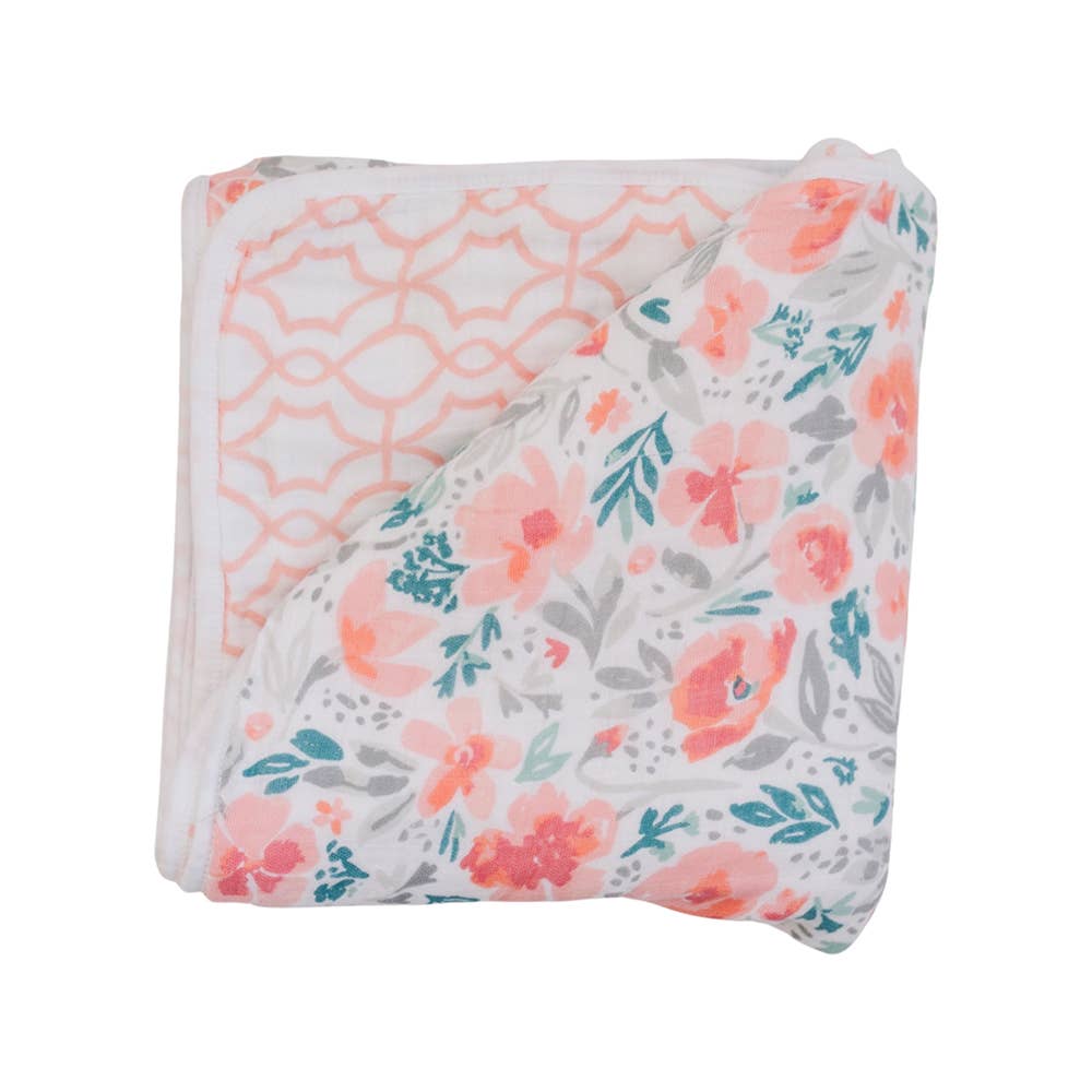 Floret Pink Classic Muslin Cotton Snuggle Blanket