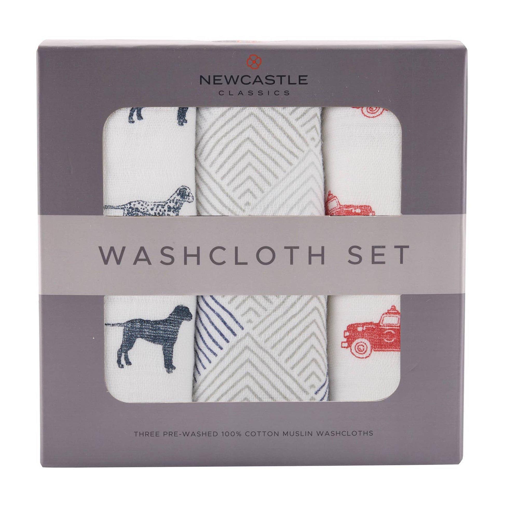 Fire Trucks Dogs Cotton Washcloth