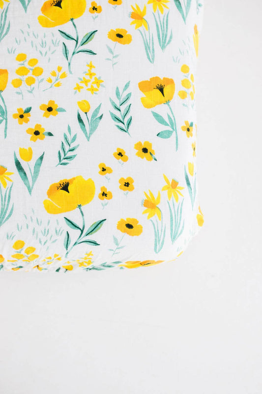 Buttercup Yellow Flower Blossom Crib Sheet