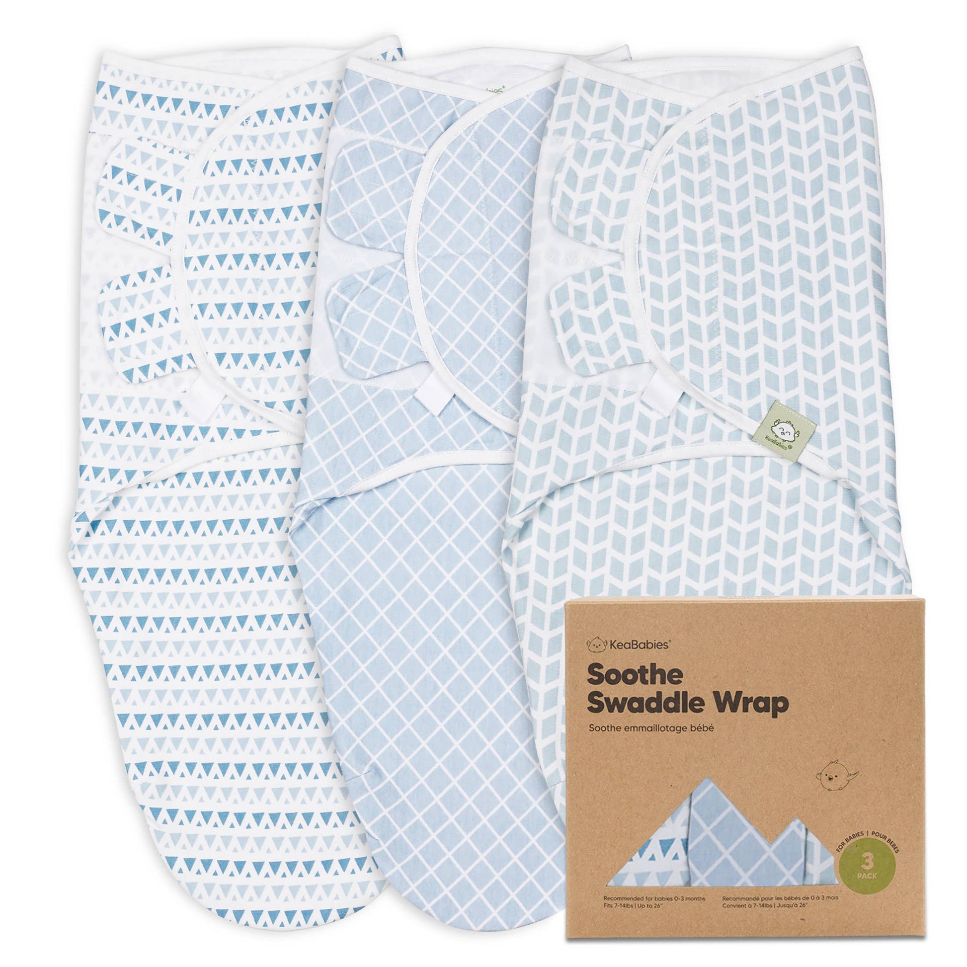 KeaBabies Soothe Swaddle Wraps (3 Pack) - The Wild, One Size, 3