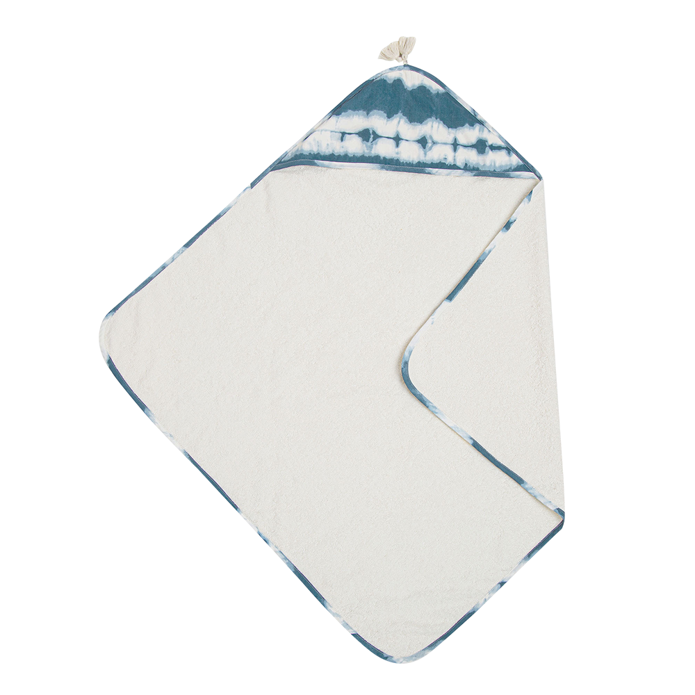 Crane Baby Terry Cotton Caspian Blue Hooded Baby Toddler Towel 
