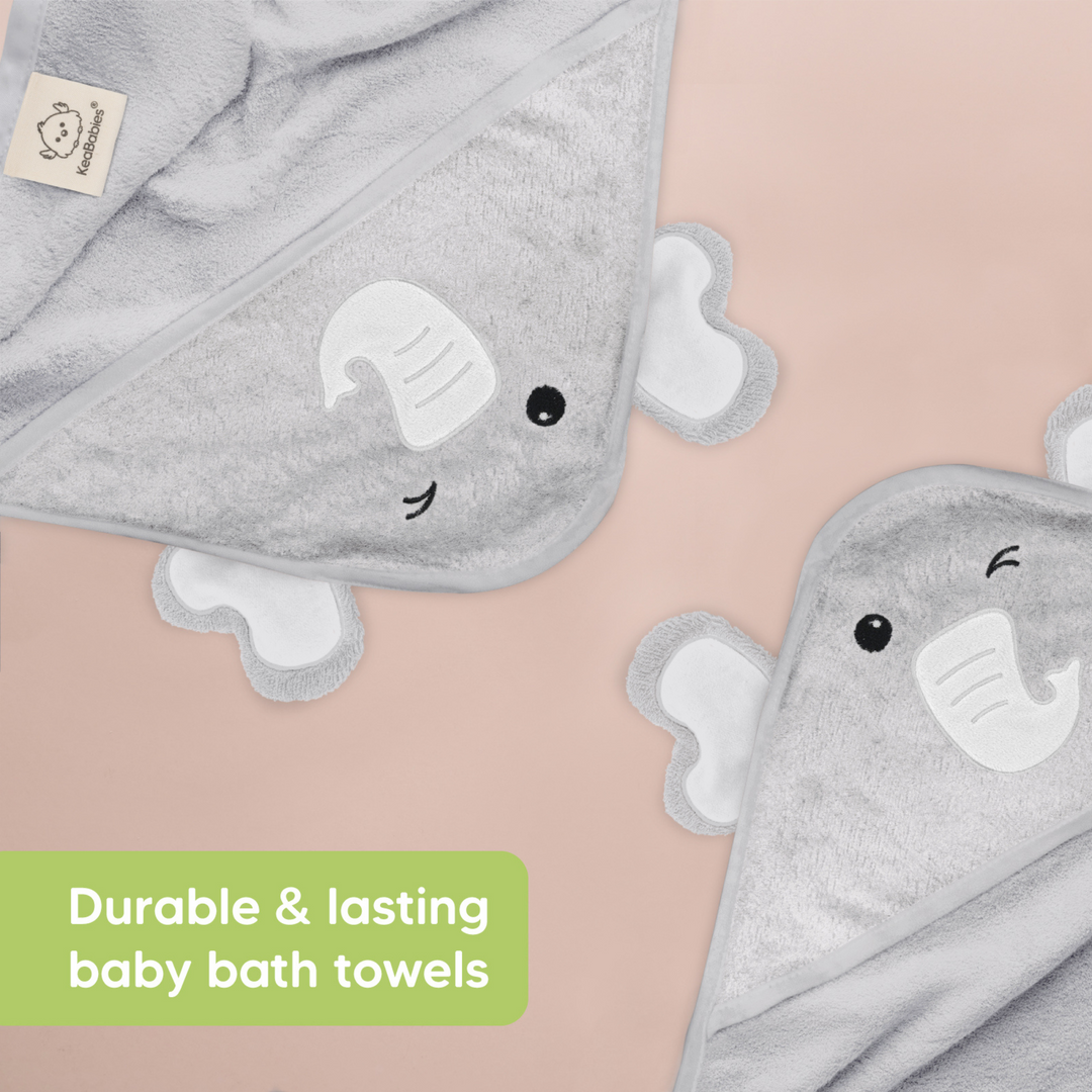 Cotton Grey Hooded Elephant Baby Towel