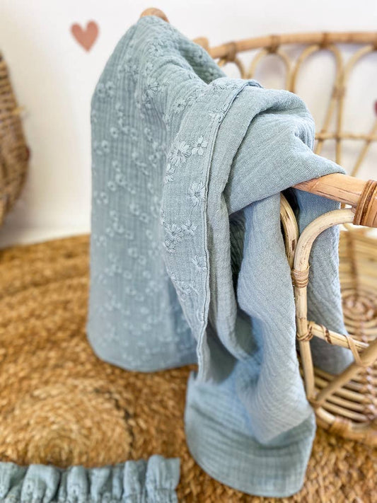 Blue Muslin Swaddle Blanket