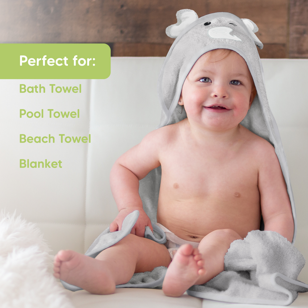Cotton Grey Hooded Elephant Baby Towel