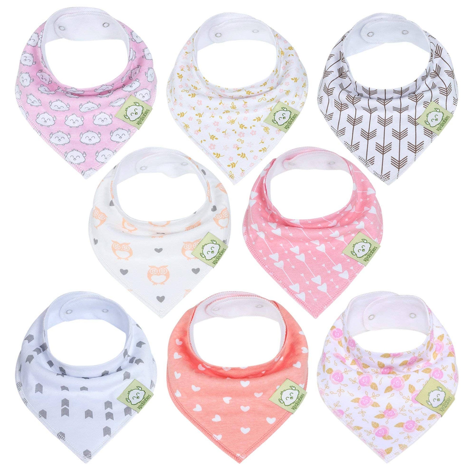 KeaBabies Organic GOTS Waterproof Baby Toddler Bandana Droll Bibs