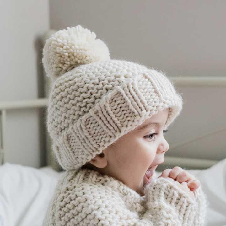 Acrylic Natural Stitch Beanie Hat - Baby and Toddler