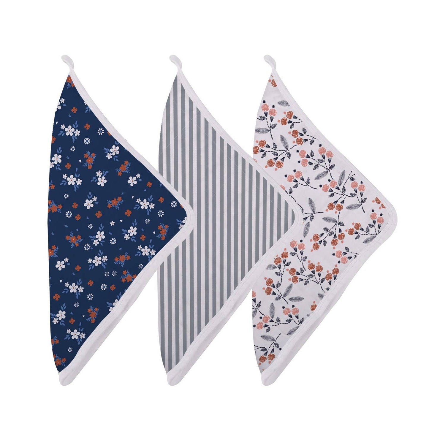 Blue, Stripes and Floral Washcloths