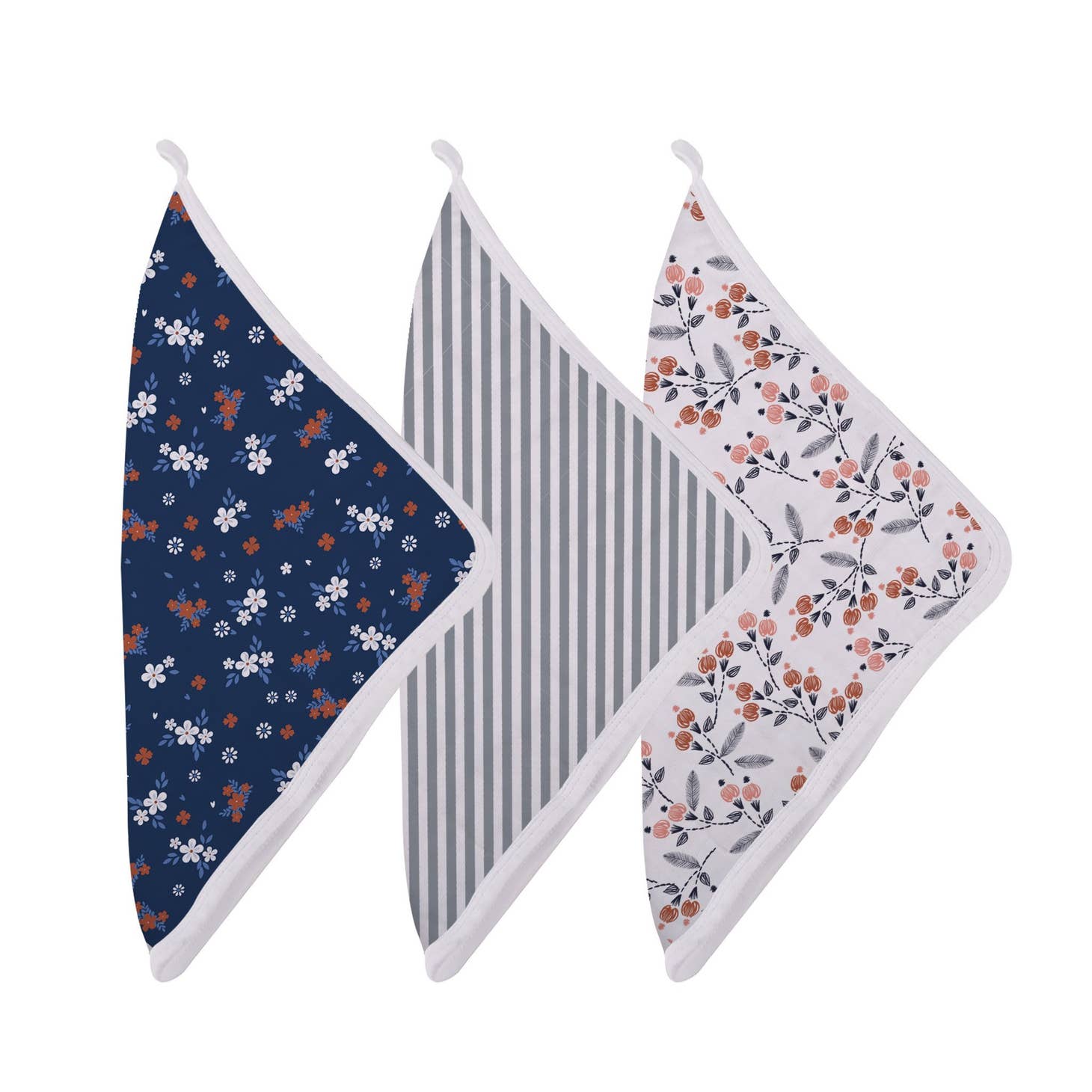 Blue, Stripes and Floral Washcloths