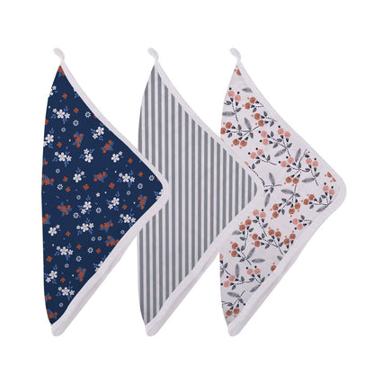 Blue, Stripes and Floral Washcloths
