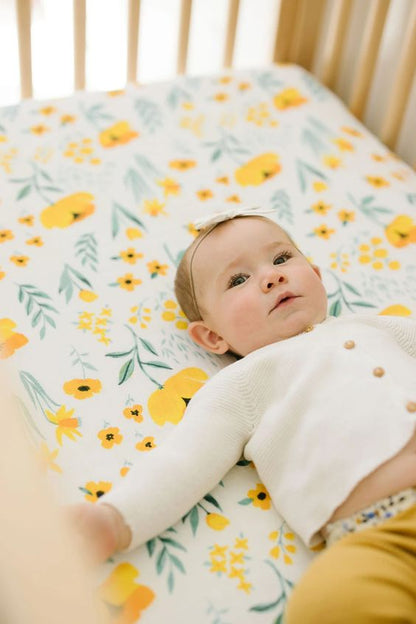 Buttercup Yellow Flower Blossom Crib Sheet