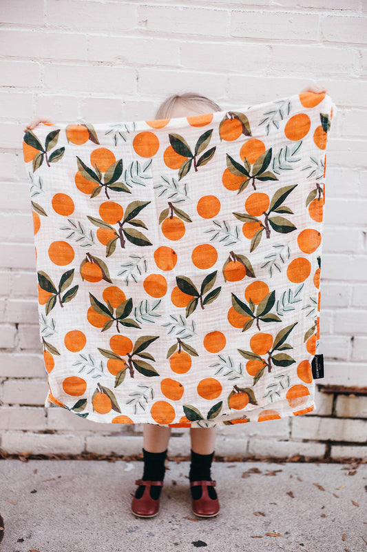 Clementine Orange Muslin Swaddle